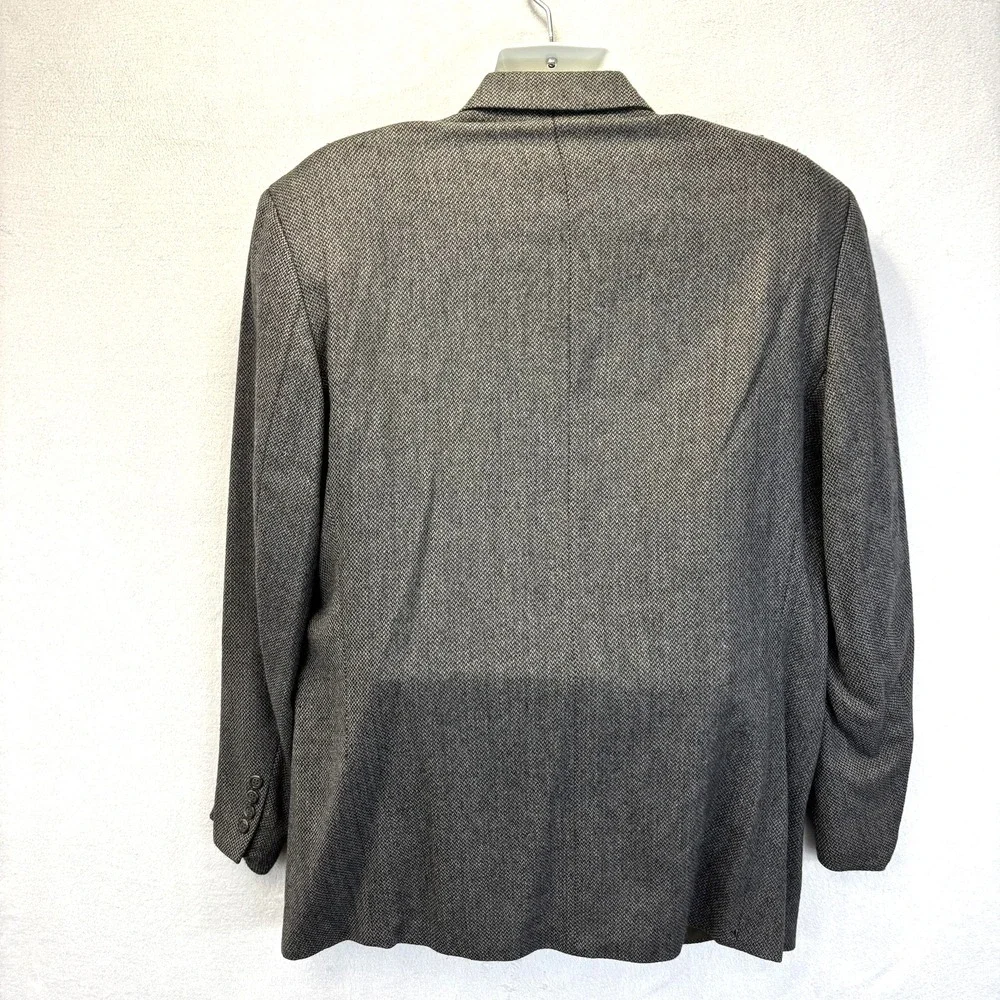 Umberto Rossi 100%‎ Lambswool Herringbone Blazer Mens 46L Gray Sport Coat Jacket